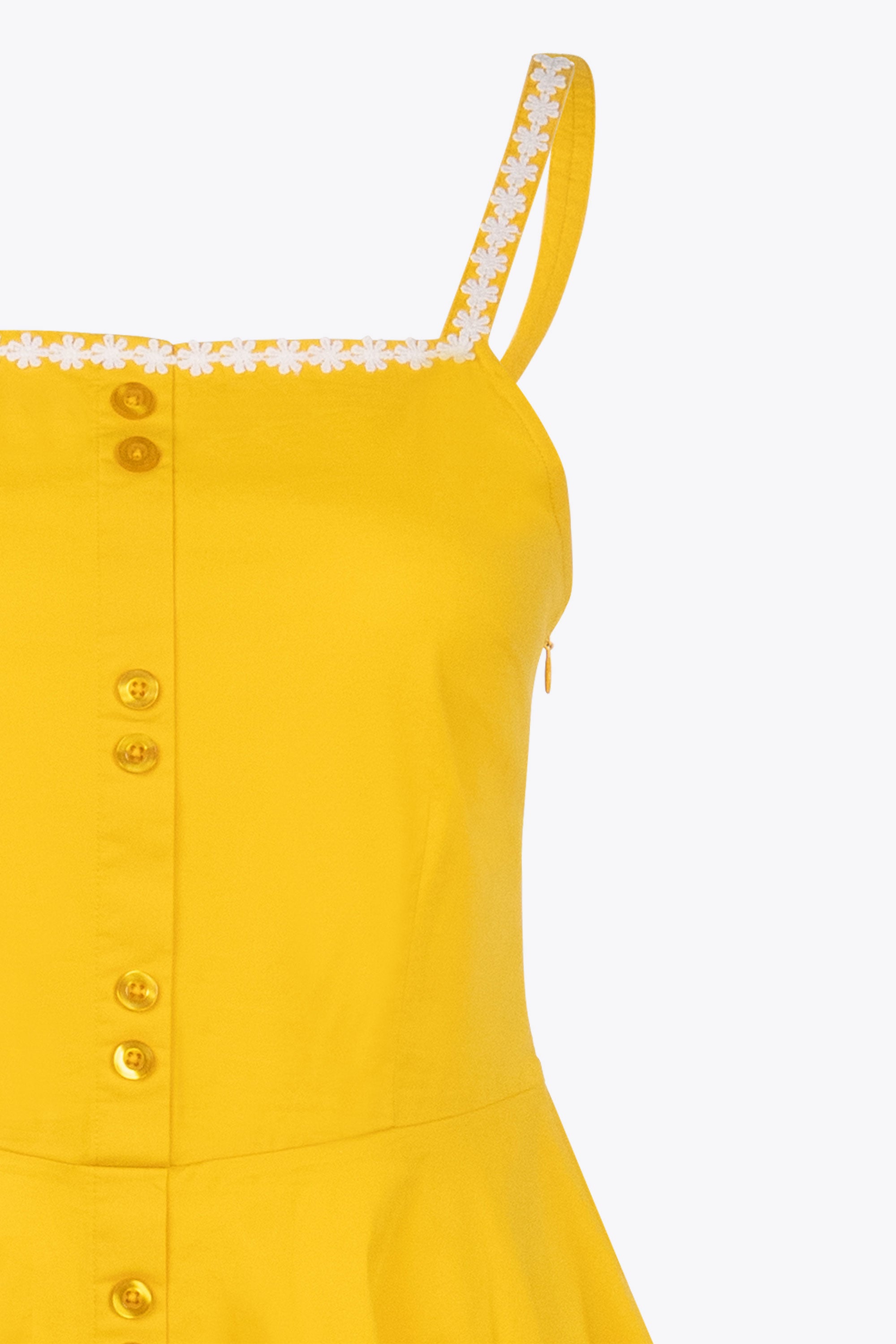 Morgana White Trim Yellow Swing Dress