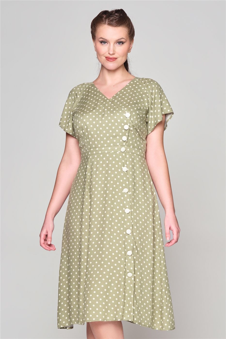 Cherylin Vintage Polka Flared Dress