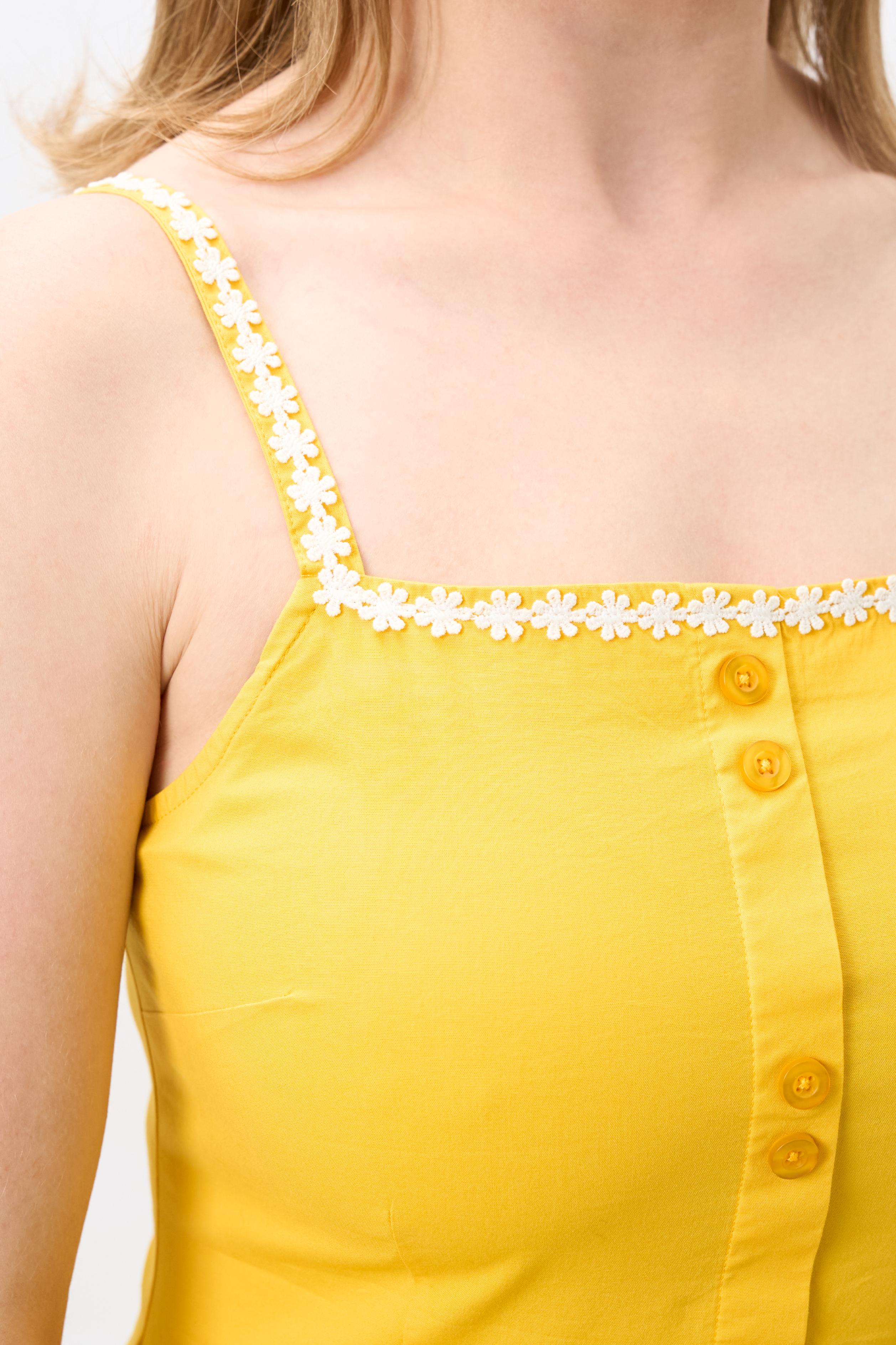 Morgana White Trim Yellow Swing Dress