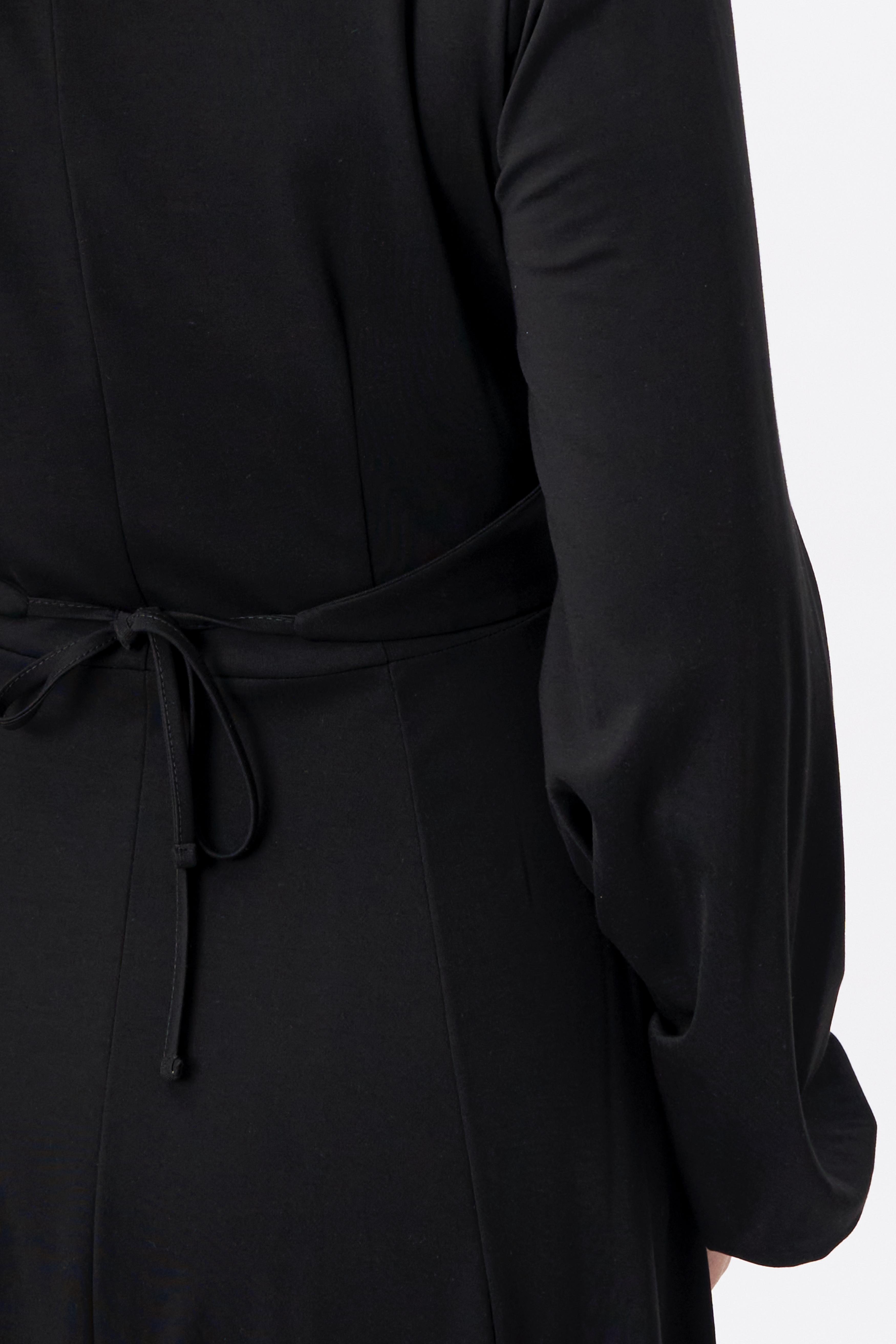 Leslie Black Balloon Sleeve Jersey Dress