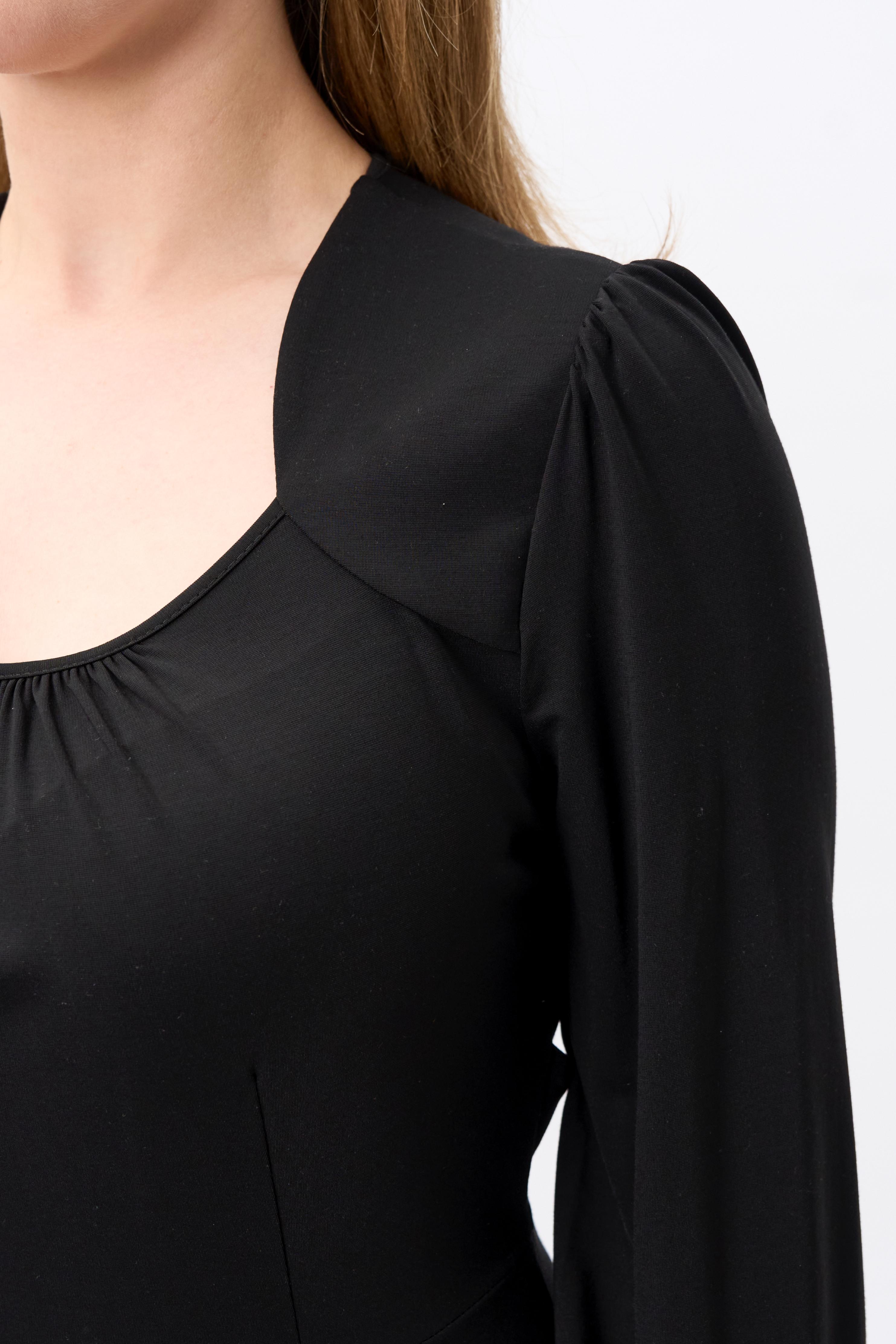 Leslie Black Balloon Sleeve Jersey Dress