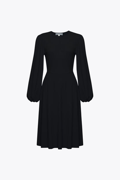 Leslie Black Balloon Sleeve Jersey Dress