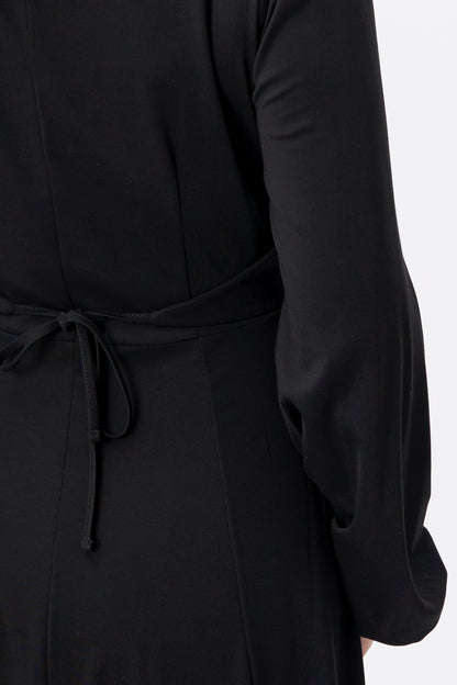 Leslie Black Balloon Sleeve Jersey Dress
